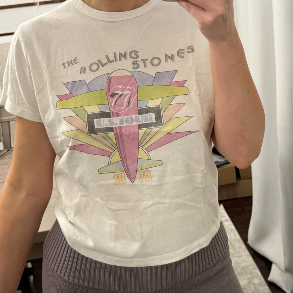 A&F Vintage Heathered Style Print Rolling Stones 1975 Tour Graphic Tee